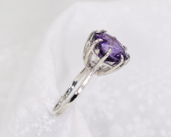 Amethyst Ring, Big and Bold Solitaire, Genuine Gemstone 12mm Faceted Round  5 Carats, Set in 925 Sterling Silver 8 Prong Ring, - Etsy