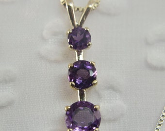 Amethyst Pendant, Garnet Pendant, Blue Topaz Pendant, Peridot, or Citrine  3 Stone Pendant With 18inch Chain Included In 925 Sterling Silver