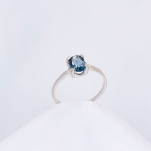 London Blue Ring, Genuine Gemstone 8x6mm 1.5ct Double Prong Ring Set in 925 Sterling Silver Solitaire Ring image 10