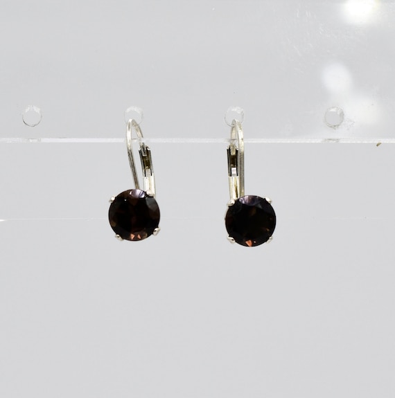 SPARKLER JEWELS Smoky Quartz,Round 925 Sterling Silver Dangle Earrings,Fashionable Gifts SPARKLER JEWELS Smoky Quartz,Round 925 Sterling Silver Dangle Earrings,Fashionable Gifts