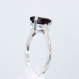 Garnet Ring, 10x7mm 2 plus carat, Pear Shaped Genuine Gemstone Solitaire Ring Set in 925 Sterling Silver image 7