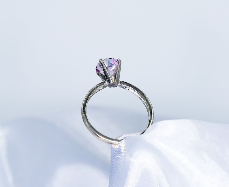 Genuine Gemstone 7 mm 1.56 carats Faceted Round Gemstone Set in 925 Sterling Silver Mounting Pink Topaz Ring