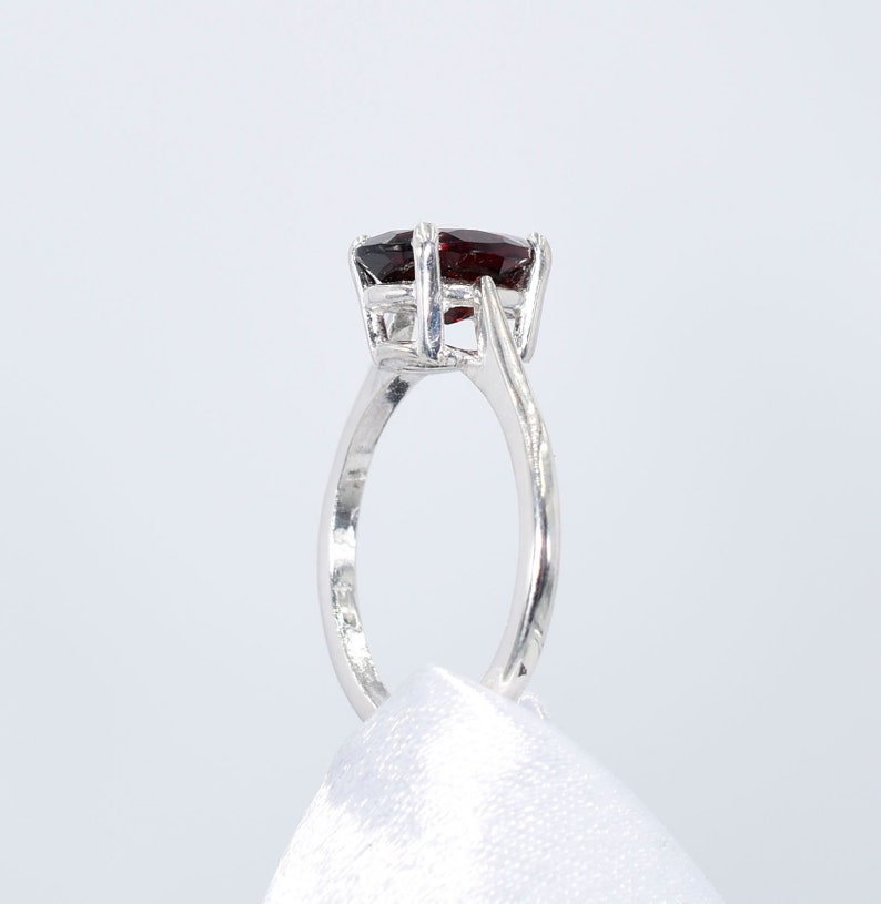 Garnet Ring, 10x7mm 2 plus carat, Pear Shaped Genuine Gemstone Solitaire Ring Set in 925 Sterling Silver image 6