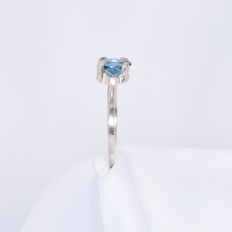 London Blue Ring, Genuine Gemstone 8x6mm 1.5ct Double Prong Ring Set in 925 Sterling Silver Solitaire Ring image 5