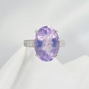 Lavender Quartz Ring, Checkerboard Cut, Genuine 18x13mm, Oval Shaped Faceted, 11+ carats, 925 Sterling Silver Solitaire Ring