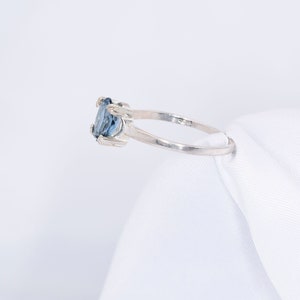 London Blue Ring, Genuine Gemstone 8x6mm 1.5ct Double Prong Ring Set in 925 Sterling Silver Solitaire Ring image 3