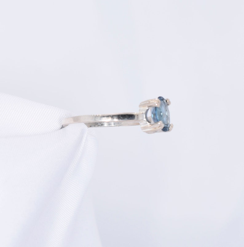 London Blue Ring, Genuine Gemstone 8x6mm 1.5ct Double Prong Ring Set in 925 Sterling Silver Solitaire Ring image 2