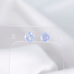Lavender Quartz Studs, Genuine Gemstones, 6mm Round, Set in 925 Sterling Silver Four Prong Stud Earrings