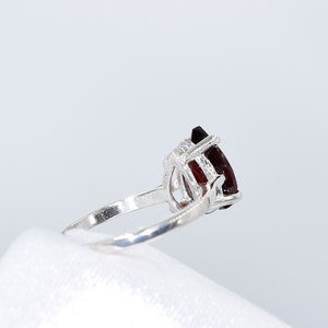 Garnet Ring, 10x7mm 2 plus carat, Pear Shaped Genuine Gemstone Solitaire Ring Set in 925 Sterling Silver image 4