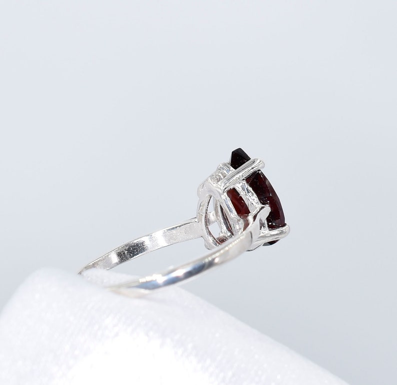 Garnet Ring, 10x7mm 2 plus carat, Pear Shaped Genuine Gemstone Solitaire Ring Set in 925 Sterling Silver image 4