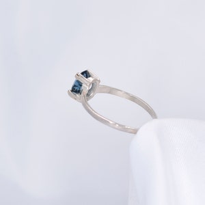 London Blue Ring, Genuine Gemstone 8x6mm 1.5ct Double Prong Ring Set in 925 Sterling Silver Solitaire Ring image 4