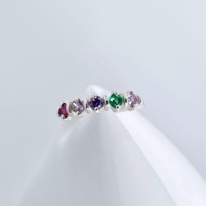 Mothers Ring, Free Rhodium Plating, Mother&#39;s Birthstone Ring, Grandmother&#39;s Ring, or Family Ring, 925 Silver 2-5 Gems