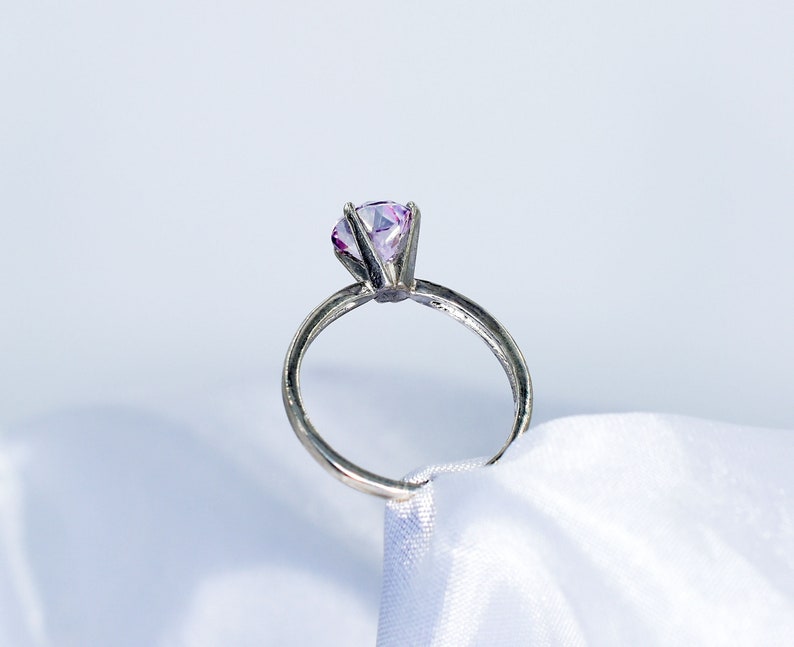 Genuine Gemstone 7 mm 1.56 carats Faceted Round Gemstone Set in 925 Sterling Silver Mounting Pink Topaz Ring
