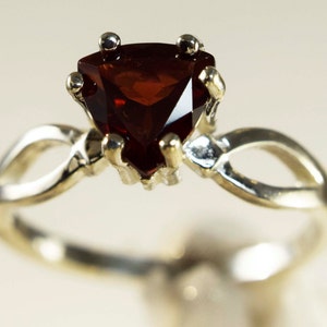 Garnet Ring, Genuine Gemstone 7mm Trillion 1.17ct, Set in 925 Sterling Silver Solitaire Ring