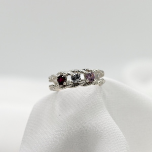 Mother&#39;s Ring, Free Rhodium Plating,Mothers Birthstone Ring, Grandmother&#39;s Ring, or Family Ring, 925 Silver 3-7 Gems