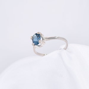 London Blue Ring, Genuine Gemstone 8x6mm 1.5ct Double Prong Ring Set in 925 Sterling Silver Solitaire Ring image 8