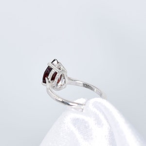 Garnet Ring, 10x7mm 2 plus carat, Pear Shaped Genuine Gemstone Solitaire Ring Set in 925 Sterling Silver image 3