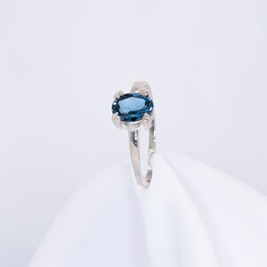 London Blue Ring, Genuine Gemstone 8x6mm 1.5ct Double Prong Ring Set in 925 Sterling Silver Solitaire Ring image 6