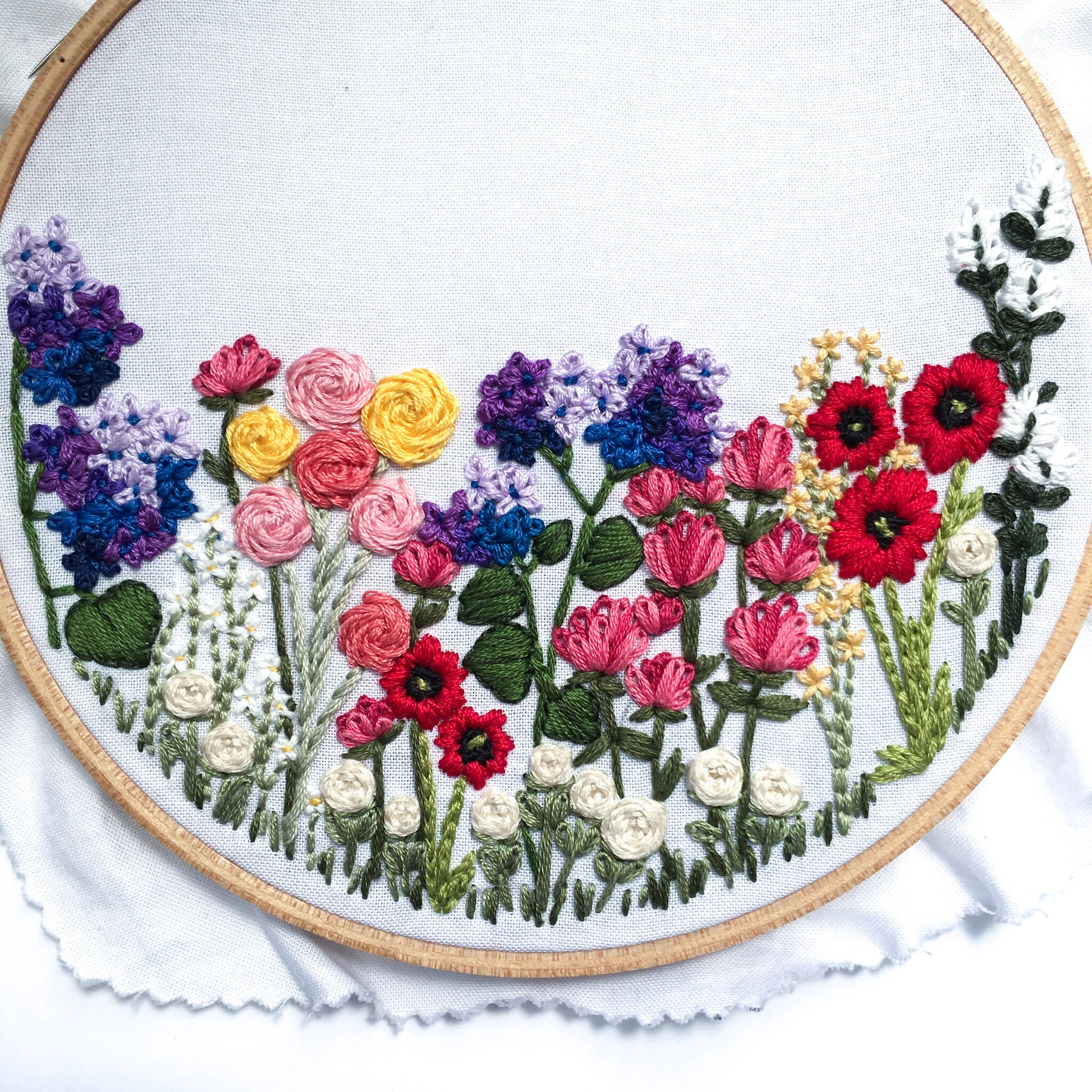 Pre-Printed Fabric Embroidery Pattern // Flower Embroidery | Etsy