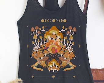Mushroom Tank Top | Tarot Card Shirt | Hippie Tank Top | Goblincore Mycology Mushroom Top | Cottagecore Witchy Clothing