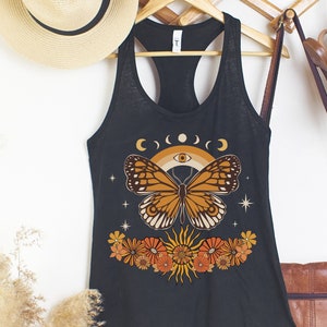 Cottagecore Butterfly Tank Top | Celestial Shirt | Witchy Shirt | Witchy Clothing | Mystical Shirt | Botanical Shirt | Boho Tops