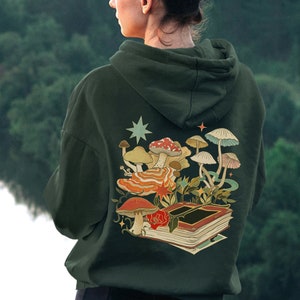 Goblincore Hoodie | Green Witch Grimoire | Mushroom Hoodie| Forest Witchy Clothing | Magical Witchcraft | Cottage Witch | Woodland Forest