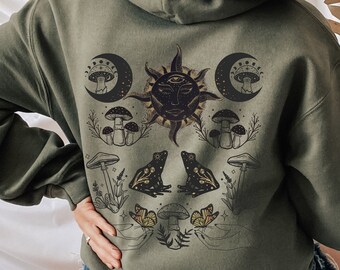 Mushroom Hoodie | Frog Hoodie | Goblincore | Witchy Clothing | Witchy Gifts | Alt Clothing | Fairycore Clothes | Aesthetic Clothes