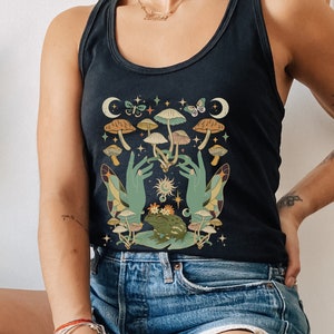 Green Witch Shirt | Earth Witch Vibes Celestial Tank Top | Witchy Clothing | Occult Shirt | Aesthetic Clothes | Alt Clothing | Witchy Stuff