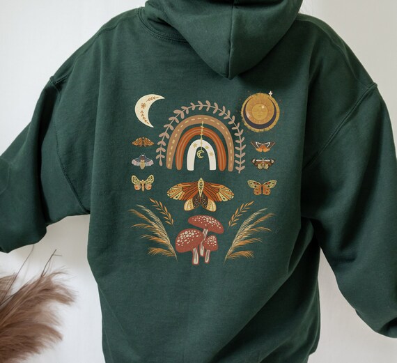 Mushroom Hoodie Forest Green Fairycore Clothing Green Oversized