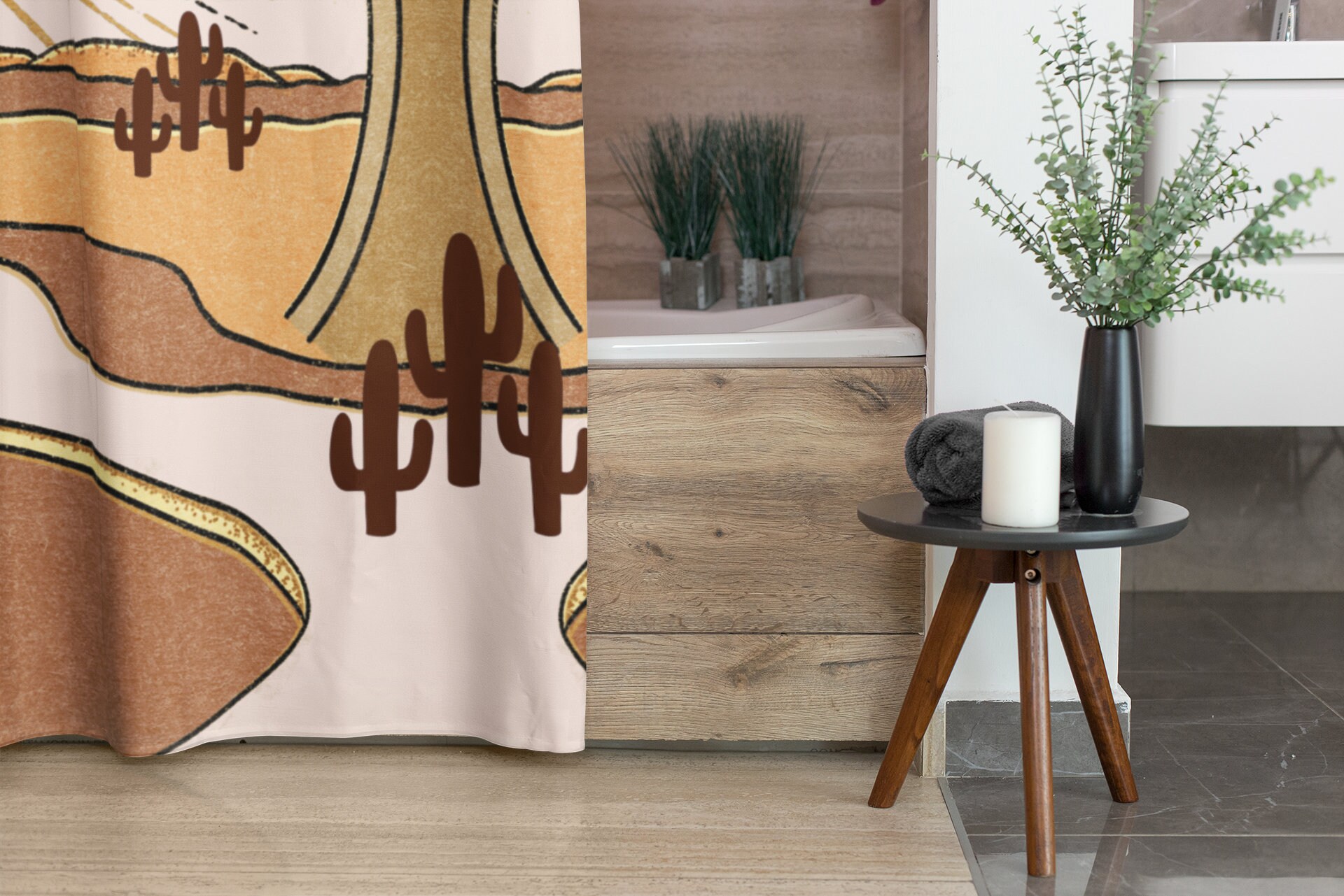Western Boho Desert Landscape Shower Curtains Desert Vibes Etsy