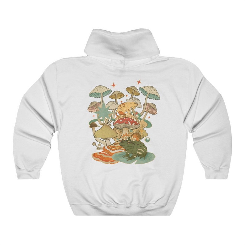 Green Mushroom Hoodie Oversized Hoodie Mystic Cat Moon Hoodie Frog Hoodie Witchy Goblincore Aesthetic Hoodie Trendy Hoodie image 8