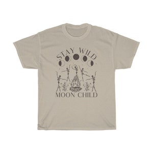 Stay Wild Moon Child Celestial Shirt Dancing Skeletons Graphic Tee Witchy Shirt Oversized T Shirt Plus Size Witchy Clothing image 4