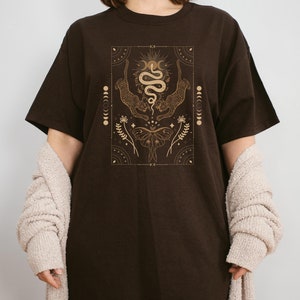 Leopard Luna Moth Celestial Oversized Tshirt Tarot Card Aesthetic Shirt Witchy Witchcore Shirt Mystical Clothes image 2