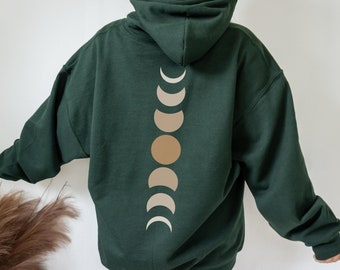 Moon Phases Hoodie | Witchy Hoodie | Goblincore Esthétique Oversized Hoodie | Sweat à capuche tendance | Vêtements esthétiques | Moon Hoodie |