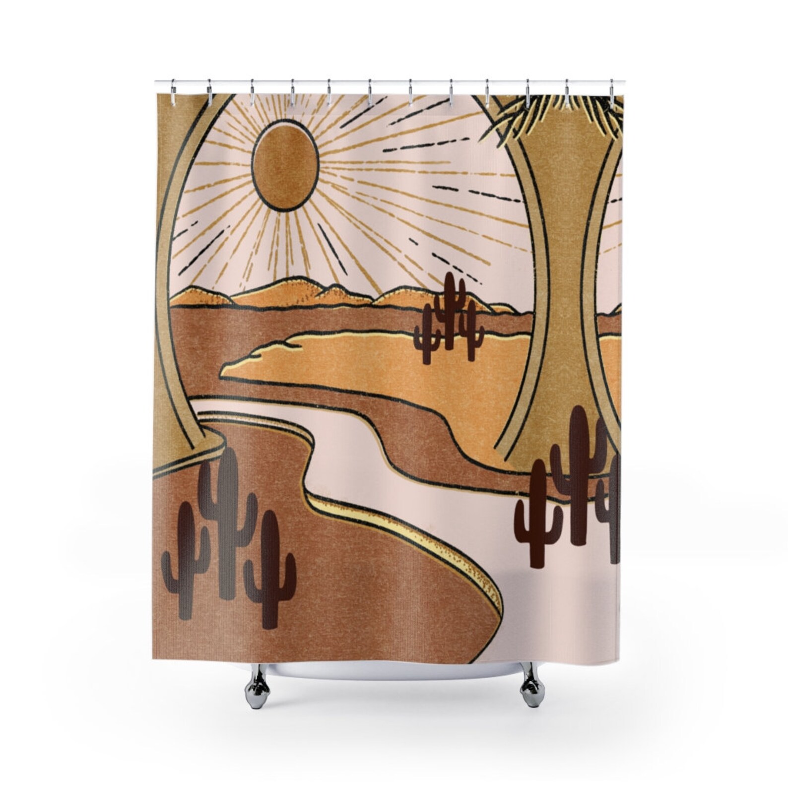 Western Boho Desert Landscape Shower Curtains Desert Vibes Etsy