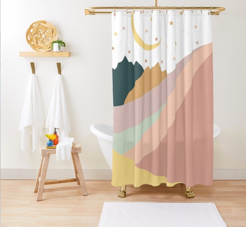 Western Shower Curtains Desert Landscape Boho Shower Curtain Etsy