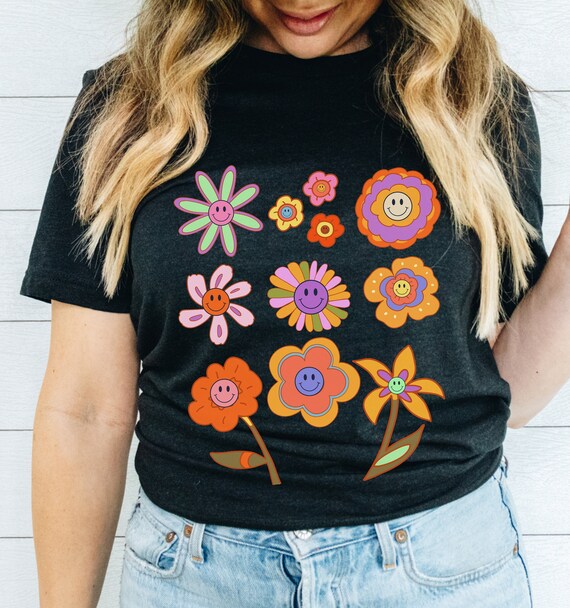 Smiley Face 70s Aesthetic Daisy Shirt Trippy Hippie Shirt Etsy Canada