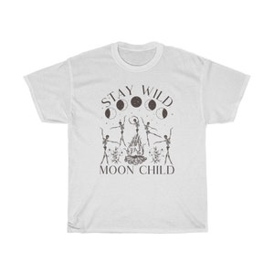 Stay Wild Moon Child Celestial Shirt Dancing Skeletons Graphic Tee Witchy Shirt Oversized T Shirt Plus Size Witchy Clothing image 5