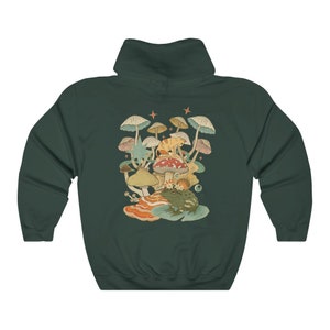 Green Mushroom Hoodie Oversized Hoodie Mystic Cat Moon Hoodie Frog Hoodie Witchy Goblincore Aesthetic Hoodie Trendy Hoodie image 5