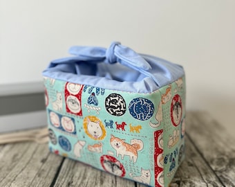 Lunchboxtas met Japanse hondenprint, handgemaakte bento-tas