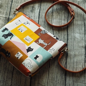 Japanse Cute Cat-draagtas met ritssluiting, schoudertas, schoudertas, gepersonaliseerd cadeau voor kattenliefhebber