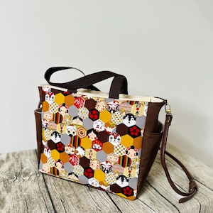 Handmade Japanese Print Shoulder Bag: Corgi Dog Lover Gift