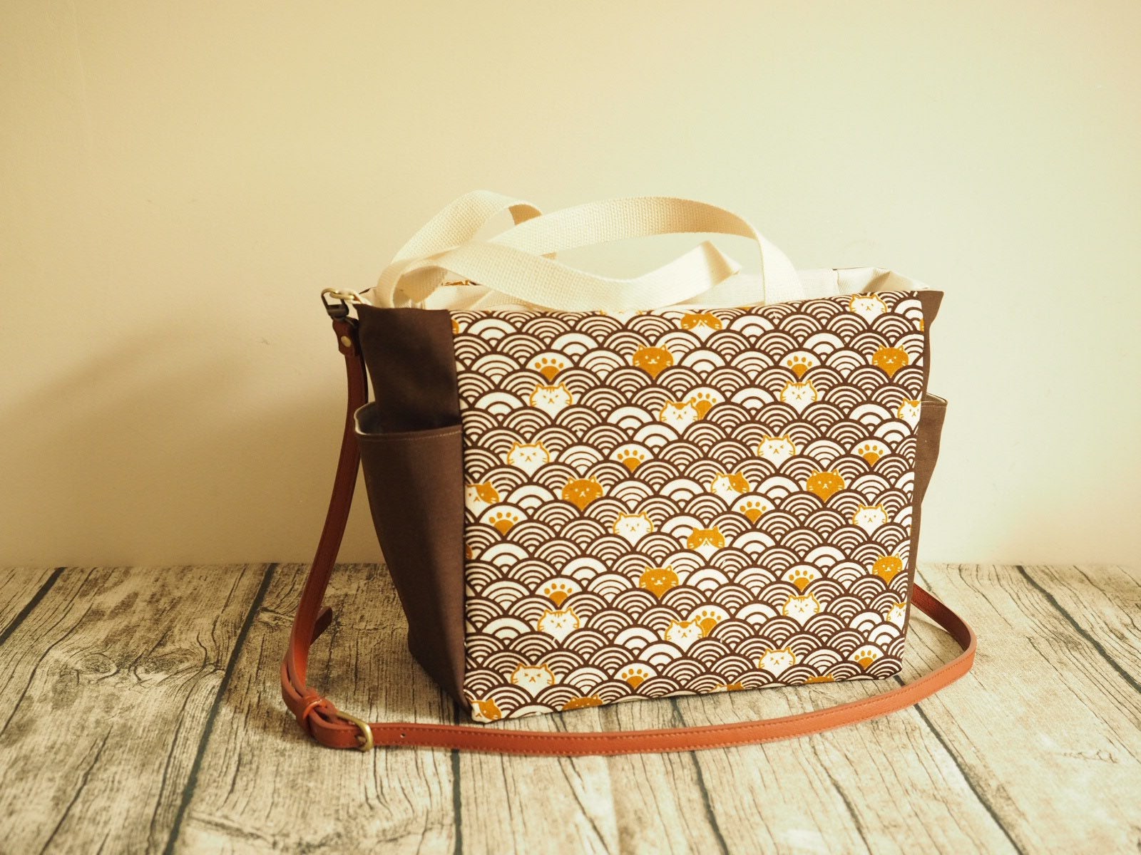 Japanese vintage pattern Shoulder Bag Handbag with Adjustable Etsy