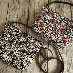 Elegant Japanese-style Cat Pattern Cross-body Bag, Shoulder
