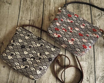 Japanese Wave Cat Crossbody Bag: Adjustable Strap Sling Bag