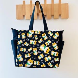 柴犬ショルダーバッグ：日本製コットンリネンクロスボディ