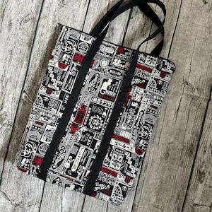 Japanese Print Convertible Backpack Tote: Handmade Fabric Bag