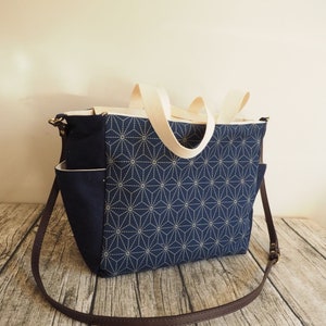 Japanische Vintage Monogramm Umhängetasche, Handtasche, Umhängetasche mit Taschen und verstellbarem Riemen, personalisiertes Geschenk für Japan-Liebhaber