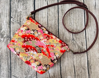 Japanese Vintage Sakura Crossbody Bag, Japanese Style Sling Bag