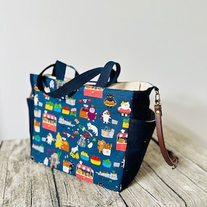 Japanese Cat Pattern Shoulder Bag: Embroidered Gift for Cat Lovers